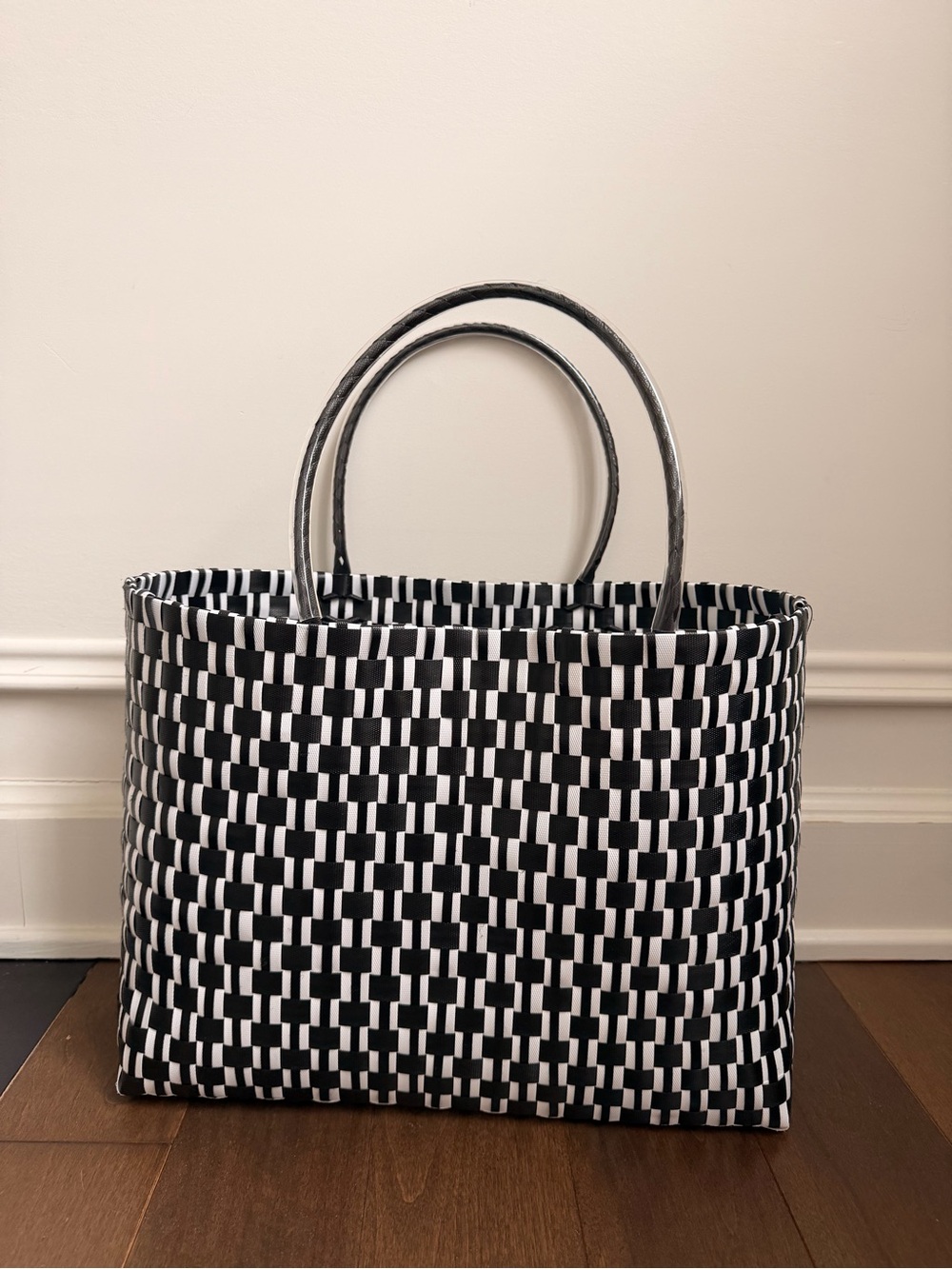 Handmade Black and White Tote Beach bag
